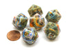 Festive 20 Sided D20 Chessex Dice, 6 Pieces - Vibrant with Brown Numbers