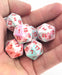 Festive 18mm 20 Sided D20 Chessex Dice, 6 Pieces - Pop Art with Red Numbers