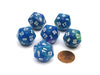 Festive 20 Sided D20 Chessex Dice, 6 Pieces - Waterlily with White Numbers