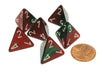 Gemini 18mm 4 Sided D4 Chessex Dice, 6 Pieces - Green-Red with White