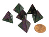 Gemini 18mm 4 Sided D4 Chessex Dice, 6 Pieces - Green-Purple with Gold