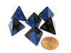 Gemini 18mm 4 Sided D4 Chessex Dice, 6 Pieces - Black-Blue with Gold