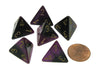 Gemini 18mm 4 Sided D4 Chessex Dice, 6 Pieces - Black-Purple with Gold Numbers