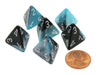 Gemini 18mm 4 Sided D4 Chessex Dice, 6 Pieces - Black-Shell with White