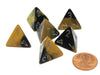Gemini 18mm 4 Sided D4 Chessex Dice, 6 Pieces - Black-Gold with Silver