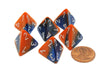 Gemini 18mm 4 Sided D4 Chessex Dice, 6 Pieces - Blue-Orange with White