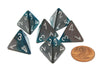 Gemini 18mm 4 Sided D4 Chessex Dice, 6 Pieces - Steel-Teal with White