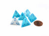 Luminary Gemini 18mm D4 Dice, 6 Pieces - Pearl Turquoise-White with Blue