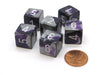 Gemini 15mm 6-Sided D6 Numbered Chessex Dice, 6 Pieces - Purple-Steel with White