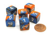 Gemini 15mm 6-Sided D6 Numbered Chessex Dice, 6 Pieces - Blue-Orange with White