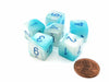 Luminary Gemini 15mm D6 Dice, 6 Pieces - Pearl Turquoise-White with Blue