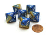 Gemini 15mm 8 Sided D8 Chessex Dice, 6 Pieces - Blue-Gold with White
