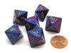 Gemini 15mm 8 Sided D8 Chessex Dice, 6 Pieces - Blue-Purple with Gold