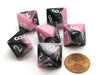 Gemini 15mm 8 Sided D8 Chessex Dice, 6 Pieces - Black-Pink with White