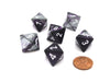 Gemini 15mm 8 Sided D8 Chessex Dice, 6 Pieces - Purple-Steel with White