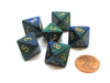 Gemini 15mm 8 Sided D8 Chessex Dice, 6 Pieces - Blue-Green with Gold