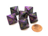 Gemini 15mm 8 Sided D8 Chessex Dice, 6 Pieces - Black-Purple with Gold