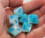 Luminary Gemini 15mm 8 Sided D8 Dice, 6 Pieces - Pearl Turquoise-White with Blue