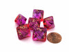Gemini 15mm 8 Sided D8 Dice, 6 Pieces - Translucent Red-Violet with Gold