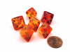 Gemini 15mm 8 Sided D8 Dice, 6 Pieces - Translucent Red-Yellow with Gold