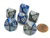 Gemini 16mm Tens D10 (00-90) Dice, 6 Pieces - Blue-Steel with White Numbers
