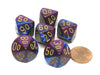 Gemini 16mm Tens D10 (00-90) Dice, 6 Pieces - Blue-Purple with Gold Numbers