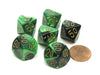 Gemini 16mm Tens D10 (00-90) Dice, 6 Pieces - Black-Green with Gold Numbers