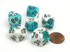 Gemini 16mm Tens D10 (00-90) Dice, 6 Pieces - Teal-White with Black Numbers