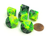Gemini 16mm Tens D10 (00-90) Chessex Dice, 6 Pieces - Green-Yellow with Silver