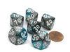 Gemini 16mm Tens D10 (00-90) Dice, 6 Pieces - Steel-Teal with White Numbers
