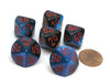 Gemini 16mm Tens D10 (00-90) Chessex Dice, 6 Pieces - Black-Starlight with Red