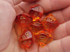 Gemini 16mm Tens D10 Dice, 6 Pieces - Translucent Red-Yellow with Gold