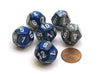 Gemini 18mm 12 Sided D12 Chessex Dice, 6 Pieces - Blue-Steel with White