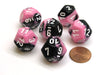 Gemini 18mm 12 Sided D12 Chessex Dice, 6 Pieces - Black-Pink with White