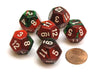 Gemini 18mm 12 Sided D12 Chessex Dice, 6 Pieces - Green-Red with White