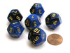 Gemini 18mm 12 Sided D12 Chessex Dice, 6 Pieces - Black-Blue with Gold