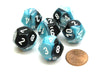Gemini 18mm 12 Sided D12 Chessex Dice, 6 Pieces - Black-Shell with White