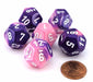 Gemini 18mm D12 Chessex Dice, 6 Pieces - Pink-Purple with White Numbers