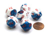 Gemini 18mm 12 Sided D12 Chessex Dice, 6 Pieces - Astral Blue-White with Red