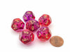Gemini 18mm D12 Dice, 6 Pieces - Translucent Red-Violet with Gold Numbers