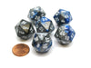 Gemini 20 Sided D20 Chessex Dice, 6 Pieces - Blue-Steel with White Numbers