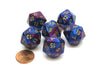 Gemini 20 Sided D20 Chessex Dice, 6 Pieces - Blue-Purple with Gold Numbers