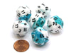Gemini 20 Sided D20 Chessex Dice, 6 Pieces - Teal-White with Black Numbers