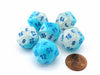 Luminary Gemini 20 Sided D20 Dice, 6 Pieces - Pearl Turquoise-White with Blue