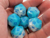 Luminary Gemini 20 Sided D20 Dice, 6 Pieces - Pearl Turquoise-White with Blue