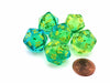 Gemini 20 Sided D20 Dice, 6 Pieces - Translucent Green-Teal with Yellow Numbers