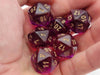 Gemini 20 Sided D20 Dice, 6 Pieces - Translucent Red-Violet with Gold Numbers
