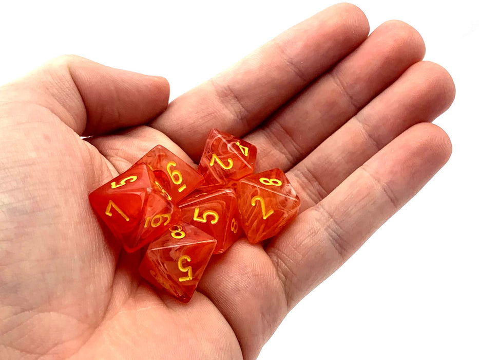 Ghostly Glow 15mm 8 Sided D8 Chessex Dice, 6 Pieces - Orange with Yellow