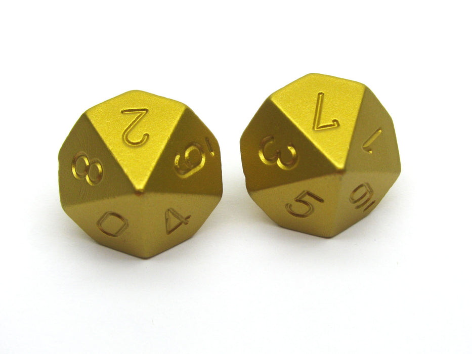 Faux Metal Jacket 16mm D10 Chessex Dice, 2 Pieces - Gold Color with Gold Numbers