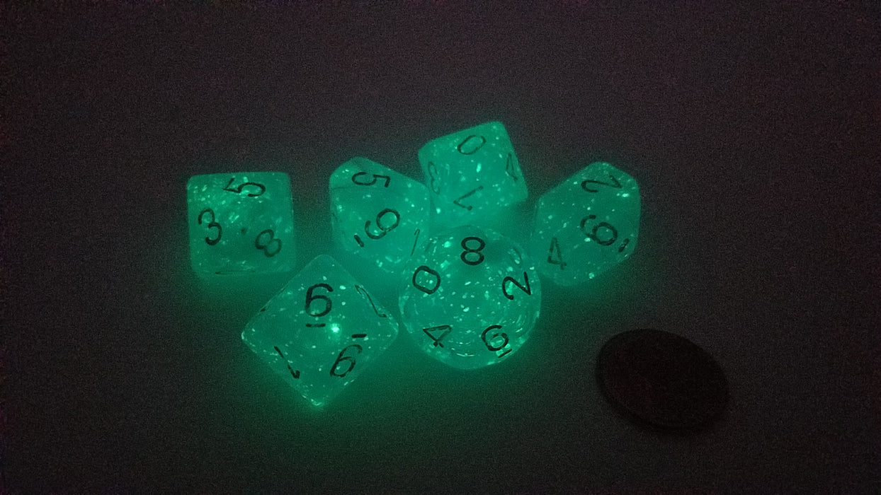 Luminary 16mm D10 (0-9) Chessex Dice, 6 Pieces - Sky with Silver Numbers